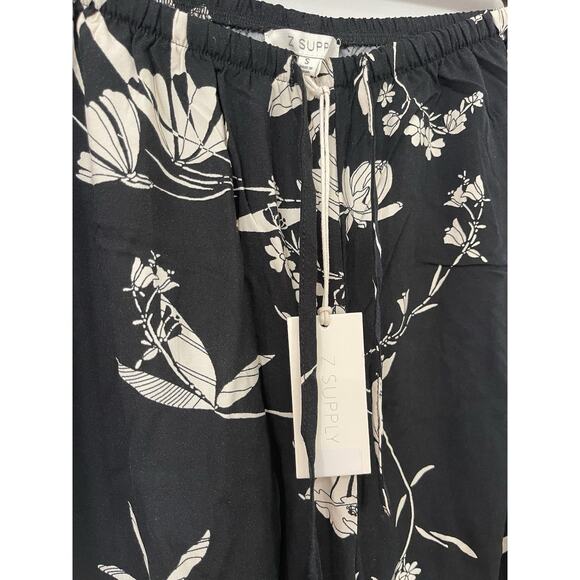 NEW Z Supply Lightweight Women’s Black Floral Wide Leg Palazzo Pants Size Small - Picture 5 of 7